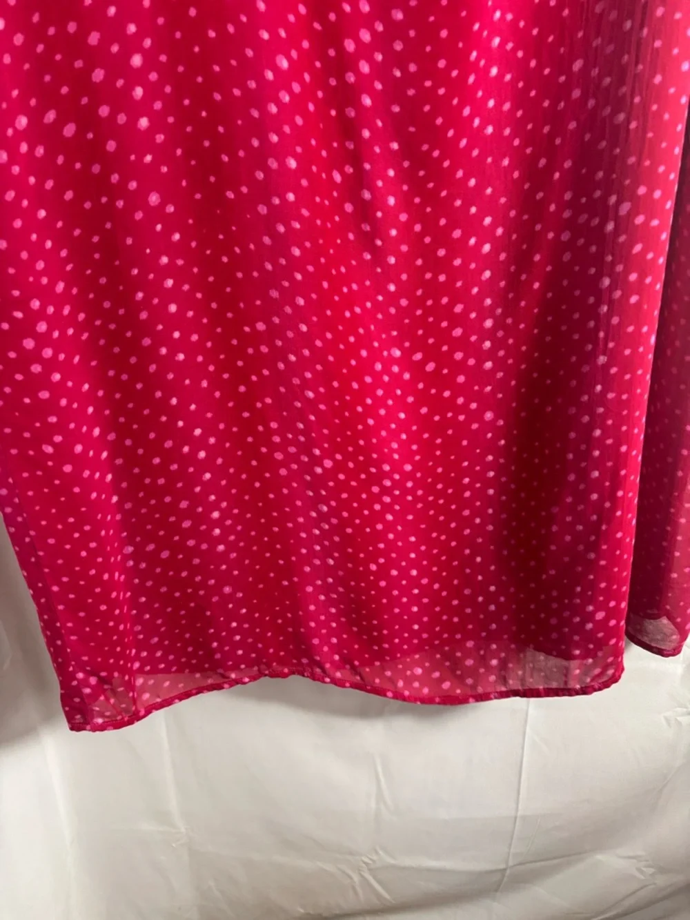 VTG‎ Fuschia Polka Dot Boho Funky Romantic Maxi Skirt Size L